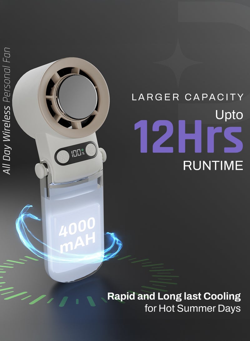 DOMESTICA Flö Portable Handheld Fan, 20000 RPM with IcyTouch™, 4000mAh USB Rechargeable Battery [Up to 12H], | Mini Pocket Hand Fan | Foldable Rechargeable Personal Fan, for Travel, Indoor & Outdoor Use Vanilla Pearl - Image 5